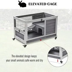 Mia's Pet Supply Rabbit Houses & Accessories PawHut Wooden Indoor Rabbit Hutch Elevated Cage Habitat
