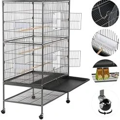 Mia's Pet Supply Aviary & Perches Topeakmart Wrought Iron Large Flight Parrot Bird Cage For Multiple Parakeets