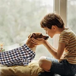 Mia's Pet Supply 4 Pieces Dog Plaid Shirt Breathable Dog T-Shirts Apparel