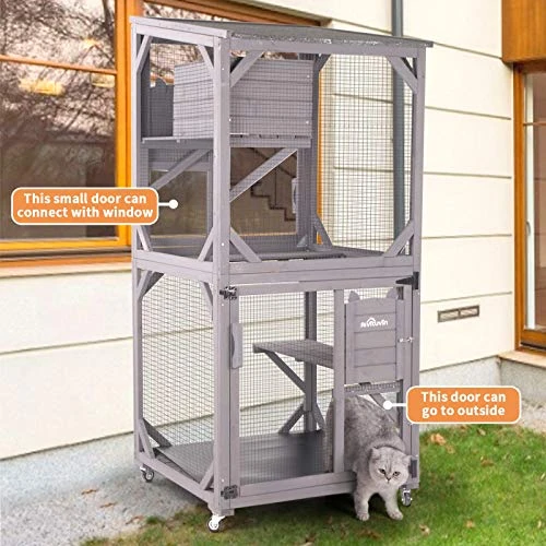 Mia's Pet Supply Aivituvin Wooden Cat Cage - Indoor & Outdoor Large Cat House Enclosure for Rabbits & Small Pets 5 Mia's Pet Supply Aivituvin Cat Cage Wooden Indoor Outdoor Cat House Large Enclosure