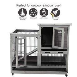 Mia's Pet Supply Rabbit Houses & Accessories Aivituvin Indoor And Outdoor Rabbit Hutch Wood House