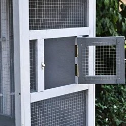 Mia's Pet Supply Aviary & Perches PawHut Wooden Outdoor Bird Cage, Featuring A Large Play House