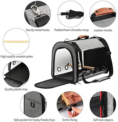 Mia's Pet Supply X-ZONE Portable Pet Bird Parrot Carrier - Transparent, Breathable Travel Cage for Cats & Dogs 4 Mia's Pet Supply X-ZONE Portable Pet Bird Parrot Carrier Transparent Breathable Travel Cage