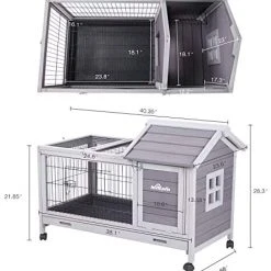 Mia's Pet Supply Aivituvin Rabbit Hutch - Indoor & Outdoor Rabbit House on Wheels | Affordable & Durable 9 Mia's Pet Supply Aivituvin Rabbit Hutch Outdoor And Indoor On Wheels Rabbit Houses & Accessories
