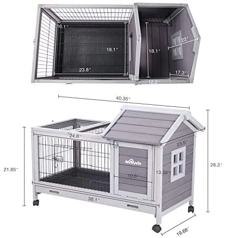 Mia's Pet Supply Aivituvin Rabbit Hutch - Indoor & Outdoor Rabbit House on Wheels | Affordable & Durable 4 Mia's Pet Supply Aivituvin Rabbit Hutch Outdoor And Indoor On Wheels Rabbit Houses & Accessories