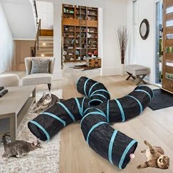 Mia's Pet Supply S-Type Cat Tunnel, 2 Way/3 Way/4 Way/5 Way Collapsible S-Shape