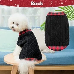 Mia's Pet Supply Apparel Plaid Patchwork Pet Doggy Knitted Sweaters Comfortable Coats For Cold Weather