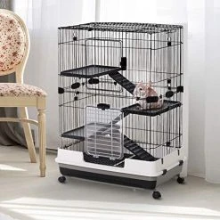 Mia's Pet Supply PawHut 32" L 4-Level Indoor Small Animal Rabbit Cage Rabbit Houses & Accessories