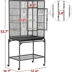 Mia's Pet Supply Topeakmart 53.7-inch Bird Cage With Stand Wrought Iron Construction Aviary & Perches