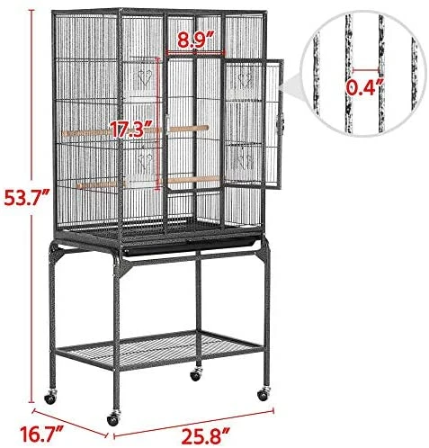 Yaheetech 54-inch Wrought Iron Large Parrot Cage - Durable Bird Cage for Parakeets, Cockatiels, and Small Birds 6 Mia's Pet Supply Aviary & Perches Yaheetech 54-inch Wrought Iron Standing Large Parrot Parakeet Flight Bird Cage