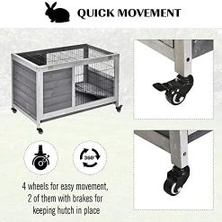 Mia's Pet Supply Rabbit Houses & Accessories PawHut Wooden Indoor Rabbit Hutch Elevated Cage Habitat
