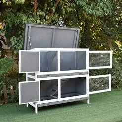 Mia's Pet Supply PawHut Solid Wood Rabbit/Bunny Hutch