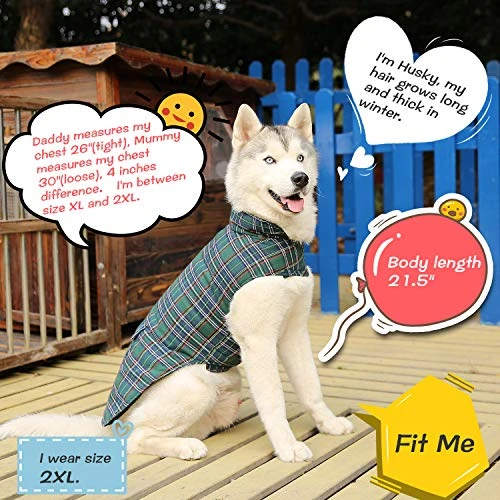 Mia's Pet Supply KAMA BRIDAL Plaid Reversible Dog Fleece Vest - Warm & Stylish Dog Apparel 16 Mia's Pet Supply Apparel KAMA BRIDAL Plaid Dog Fleece Vest, Reversible Warm Dog Clothes,