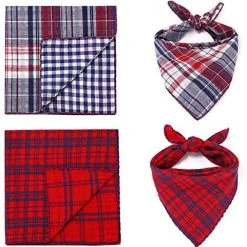 Mia's Pet Supply Freewindo Dog Bandana Set, 6PCS Reversible Plaid Dog Bandanas, Apparel