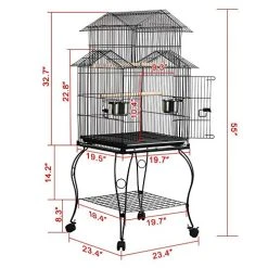 Yaheetech 55-inch Rolling Standing Triple Roof Top Medium Parrot Cage - Wholesale Mia's Pet Supply Aviary & Perches 13 Mia's Pet Supply Aviary & Perches Yaheetech 55-inch Rolling Standing Triple Roof Top Medium Parrot Cage