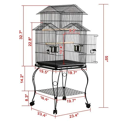Yaheetech 55-inch Rolling Standing Triple Roof Top Medium Parrot Cage - Wholesale Mia's Pet Supply Aviary & Perches 7 Mia's Pet Supply Aviary & Perches Yaheetech 55-inch Rolling Standing Triple Roof Top Medium Parrot Cage