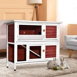 Mia's Pet Supply Lovupet 2 Story Outdoor Wooden Rabbit Hutch Chicken Coop