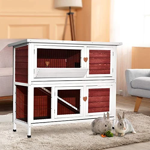 Mia's Pet Supply Lovupet 2-Story Outdoor Wooden Rabbit Hutch & Chicken Coop - Durable & Spacious Design 2 Mia's Pet Supply Lovupet 2 Story Outdoor Wooden Rabbit Hutch Chicken Coop