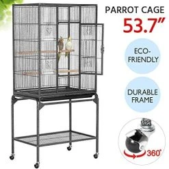 Mia's Pet Supply Aviary & Perches Yaheetech 54-inch Wrought Iron Standing Large Parrot Parakeet Flight Bird Cage