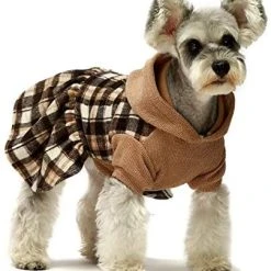 Mia's Pet Supply Apparel Fit Warm Knitted Plaid Dog Dress Hoodie Sweatshirts Pet Clothes