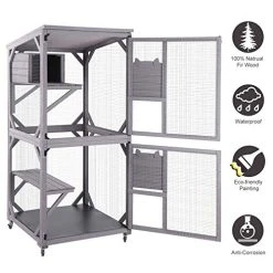 Mia's Pet Supply Aivituvin Wooden Cat Cage - Indoor & Outdoor Large Cat House Enclosure for Rabbits & Small Pets 19 Mia's Pet Supply Aivituvin Cat Cage Wooden Indoor Outdoor Cat House Large Enclosure