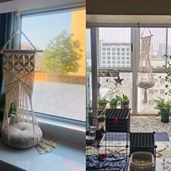 Mia's Pet Supply Macrame Cat Hammock With Catnip Cushion And Hanging Kit Cat Toys