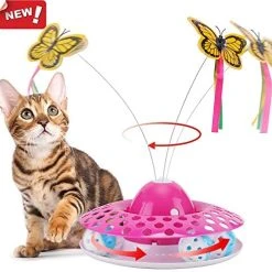 Mia's Pet Supply Funny Automatic Electric Rotating Butterfly & Ball Exercise Kitten Toy