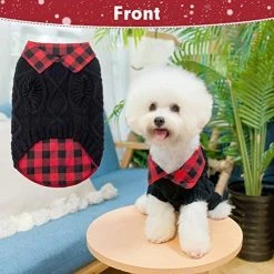 Mia's Pet Supply Apparel Plaid Patchwork Pet Doggy Knitted Sweaters Comfortable Coats For Cold Weather