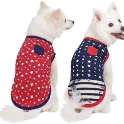 Mia's Pet Supply Blueberry Pet Pack Of 2 Soft & Comfy Patriotic Spirit USA Stars Stripes American Flag Apparel