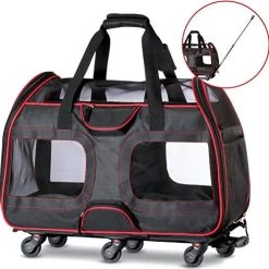 Mia's Pet Supply WPS Airline Approved Removable Wheeled Pet Carrier For Small Pets.