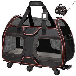 Mia's Pet Supply WPS Airline Approved Removable Wheeled Pet Carrier For Small Pets.