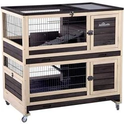 Mia's Pet Supply Rabbit Houses & Accessories Aivituvin Rabbit Hutch Indoor And Outdoor Bunny Cage On Wheels