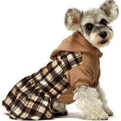 Mia's Pet Supply Apparel Fit Warm Knitted Plaid Dog Dress Hoodie Sweatshirts Pet Clothes
