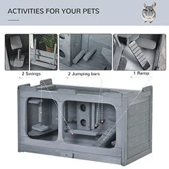 Mia's Pet Supply PawHut Wooden Hamster Cage - Durable Small Animal Hutch with Seesaw for Rabbits, Guinea Pigs & Rodents 12 Mia's Pet Supply PawHut Wooden Hamster Cage Rodent Small Animal Hutch With Seesaw, L