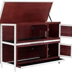 Mia's Pet Supply PawHut 54" 2-Story Weatherproof Stackable Elevated Wooden Rabbit Hutch Rabbit Houses & Accessories