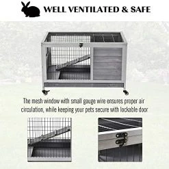 Mia's Pet Supply Rabbit Houses & Accessories PawHut Wooden Indoor Rabbit Hutch Elevated Cage Habitat