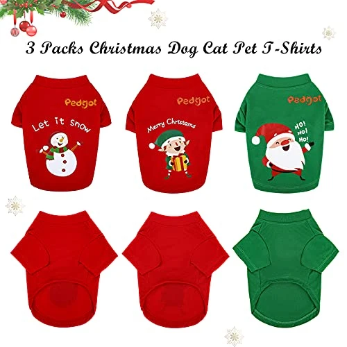 Mia's Pet Supply Pedgot 3 Pack Christmas Dog Shirt - Best Deal for Holiday Pet Apparel 4 Mia's Pet Supply Pedgot 3 Pack Dog Christmas Shirt