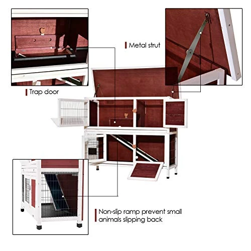 Mia's Pet Supply Lovupet 2-Story Outdoor Wooden Rabbit Hutch & Chicken Coop - Durable & Spacious Design 8 Mia's Pet Supply Lovupet 2 Story Outdoor Wooden Rabbit Hutch Chicken Coop