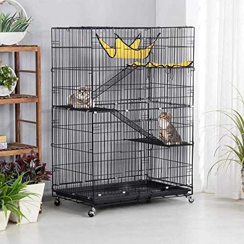 Mia's Pet Supply Topeakmart 4-Tier Foldable Cat Cage & Rabbit House - Durable & Spacious Pet Home 2 Mia's Pet Supply Topeakmart 4-Tier Foldable Kitten Cat Home Cages Rabbit Houses & Accessories
