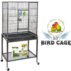 Mia's Pet Supply Aviary & Perches ZENY Bird Cage With Stand Wrought Iron Construction 53-Inch Pet Bird Cage