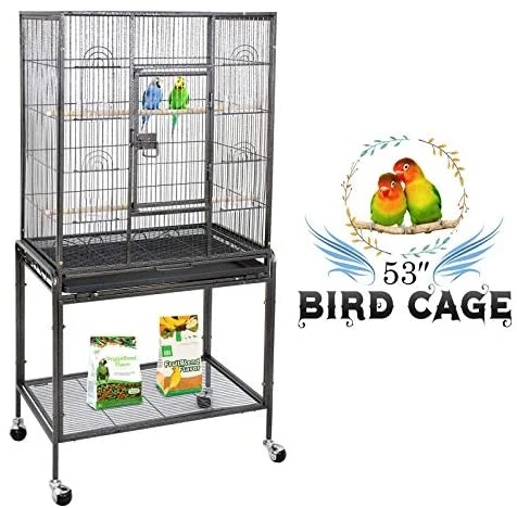 ZENY 53-Inch Wrought Iron Bird Cage with Stand - Durable Aviary & Perches for Pet Birds 1 Mia's Pet Supply Aviary & Perches ZENY Bird Cage With Stand Wrought Iron Construction 53-Inch Pet Bird Cage
