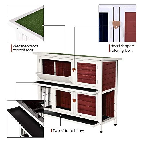 Mia's Pet Supply Lovupet 2-Story Outdoor Wooden Rabbit Hutch & Chicken Coop - Durable & Spacious Design 7 Mia's Pet Supply Lovupet 2 Story Outdoor Wooden Rabbit Hutch Chicken Coop