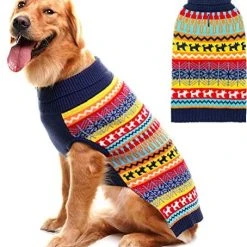 Mia's Pet Supply Dog Sweater - Winter Coat Apparel Clothes With Colorful Stripes