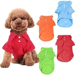 Mia's Pet Supply KINGMAS 4 Pack Dog Shirts Pet Puppy T-Shirt Clothes Outfit Apparel Coats Tops