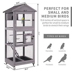 Mia's Pet Supply Aviary & Perches Large Wooden Bird Cages Outdoor Indoor Parakeet Cage With Perch