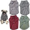 Mia's Pet Supply 4 Pieces Dog Plaid Shirt Breathable Dog T-Shirts Apparel