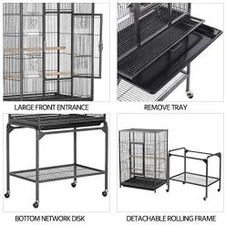 Yaheetech 54-inch Wrought Iron Large Parrot Cage - Durable Bird Cage for Parakeets, Cockatiels, and Small Birds 10 Mia's Pet Supply Aviary & Perches Yaheetech 54-inch Wrought Iron Standing Large Parrot Parakeet Flight Bird Cage