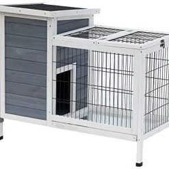 Mia's Pet Supply Rabbit Houses & Accessories PawHut 36" Raised Outdoor Weatherproof Wooden Rabbit Hutch Bunny Cage