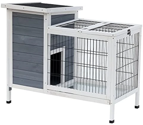 Mia's Pet Supply 36" Raised Outdoor Weatherproof Wooden Rabbit Hutch - Durable Bunny Cage for Outdoor Use 1 Mia's Pet Supply Rabbit Houses & Accessories PawHut 36" Raised Outdoor Weatherproof Wooden Rabbit Hutch Bunny Cage