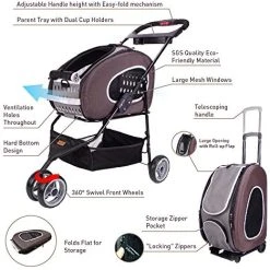 Mia's Pet Supply Travel : Ibiyaya 5 In 1 Pet Carrier + Backpack + Car Seat + Pet Carrier Stroller + Carriers With Wheels For Dogs And Cats All In ONE (Brown) : Pet Supplies